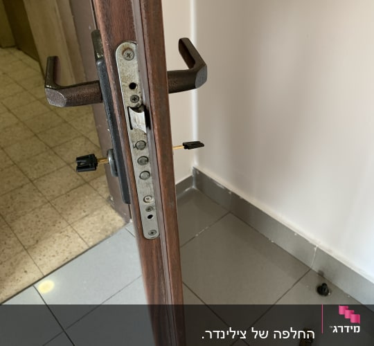 מנעול דלת עם מפתח וידית, חלקים נוספים על הרצפה